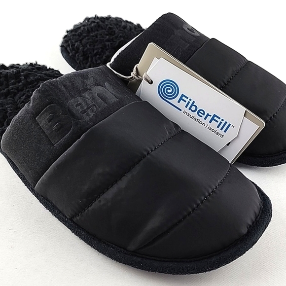 BENCH Kids Black Sherpa Quilted Puffer Slide On Slippers Fiber  Fill Size S / M - Picture 5 of 10